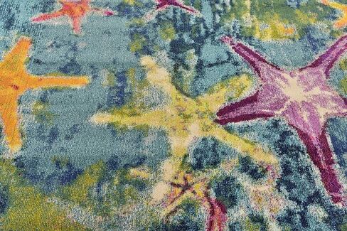 Unique Loom Positano Collection Coastal Modern Bright Colors Starfish Navy Blue Area Rug (8' x 10') in Kuwait