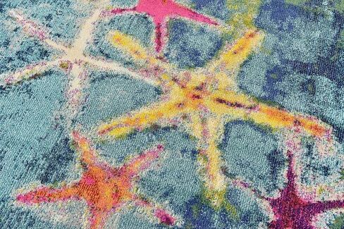 Unique Loom Positano Collection Coastal Modern Bright Colors Starfish Navy Blue Area Rug (8' x 10') in Kuwait