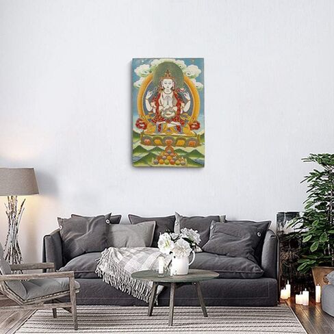 ZenBless Silk Embroidery Tibetan Thangka with Kashgari Buddha Wall Hanging for Home Décor Tapestry Meditation in Kuwait