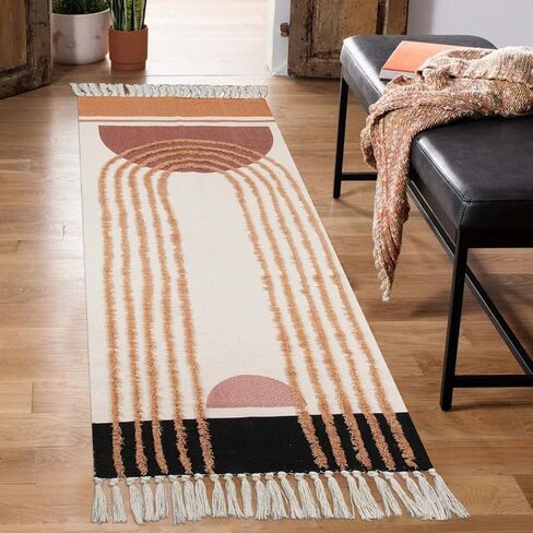 LEEVAN Washable Area Rug 3x5, Durable Bedroom Rug Handmade Entryway Rug Woven Living Room Throw Rug, Farmhouse Nursery Rug Boho Playroom Rug Soft Dining Room Rug Cute Rainbow Rug for Laundry Room in Kuwait