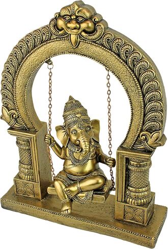 Design Toscano QS93599 Musical Lord Ganesha Hindu Elephant Band Statues, Set of Four Figurines, 3 inches wide, 7 inches tall, Handcast Polyresin, Antique Gold Finish in Saudi Arabia