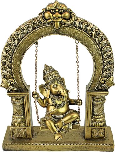 Design Toscano QS93599 Musical Lord Ganesha Hindu Elephant Band Statues, Set of Four Figurines, 3 inches wide, 7 inches tall, Handcast Polyresin, Antique Gold Finish in Saudi Arabia