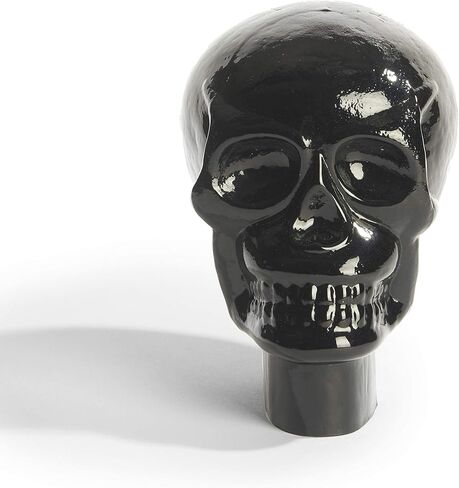 LampLust Glass Skull Home Decor - Halloween Decoration, 7 Inch Statue, Opaque Black, Durable Heavy Glass, Realistic Replica Human Skeleton Head - for Gothic Home Decor in Saudi Arabia