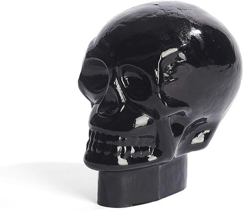 LampLust Glass Skull Home Decor - Halloween Decoration, 7 Inch Statue, Opaque Black, Durable Heavy Glass, Realistic Replica Human Skeleton Head - for Gothic Home Decor in Saudi Arabia