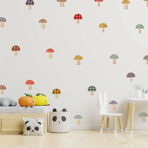 Watercolor Mushroom Decor Retro Wall Decals - Peel and Stick Vinyl Stickers for Kids Nursery Baby Room Bedroom - Wall Art Decor in Saudi Arabia