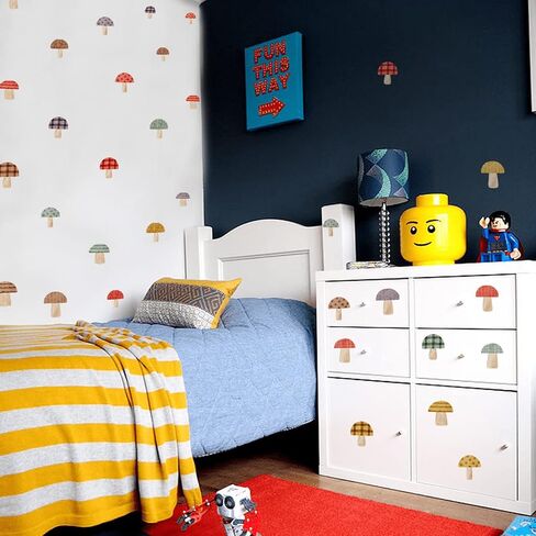 Watercolor Mushroom Decor Retro Wall Decals - Peel and Stick Vinyl Stickers for Kids Nursery Baby Room Bedroom - Wall Art Decor in Saudi Arabia