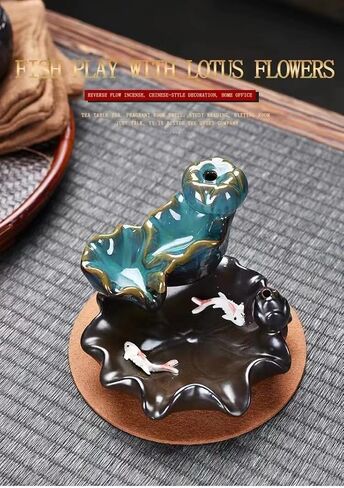 Incense Burner, Ceramic Backflow Incense Holder,Incense Waterfall with 50 Backflow Incense Cones&30 Incense Sticks,for Namaste Yoga Meditation and Home Decor Gift in Saudi Arabia