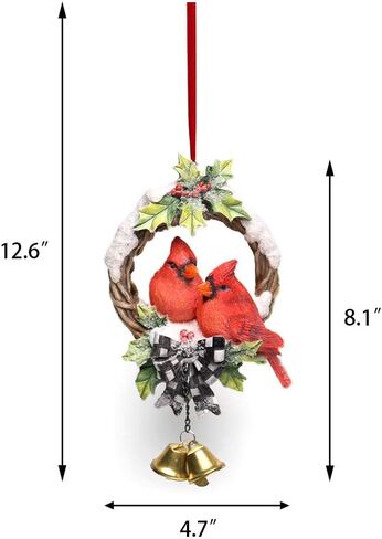 Decorative Hanging Ornaments Cardinal Decorations - Christmas Cardinal Ornaments Set of 2 3.03 * 0.32 * 4.33 Inch Newman House Studio in Kuwait