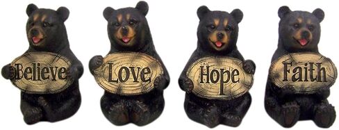 Home Originality Set of 4 Bears of Grace Figurines Holding Inspirational Plaques, 3 1/4 Inch in Saudi Arabia