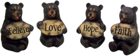 Home Originality Set of 4 Bears of Grace Figurines Holding Inspirational Plaques, 3 1/4 Inch in Saudi Arabia