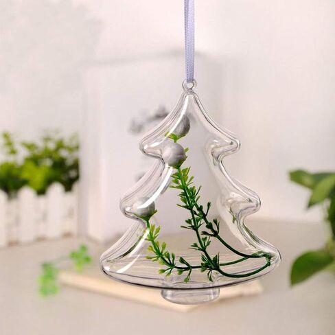 BESTOYARD 10PCS 10cm DIY Clear Plastic Fillable Christmas Tree Shaped Ball Craft Ornament Hang Decorations in Saudi Arabia