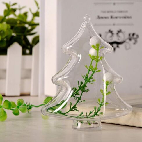 BESTOYARD 10PCS 10cm DIY Clear Plastic Fillable Christmas Tree Shaped Ball Craft Ornament Hang Decorations in Saudi Arabia