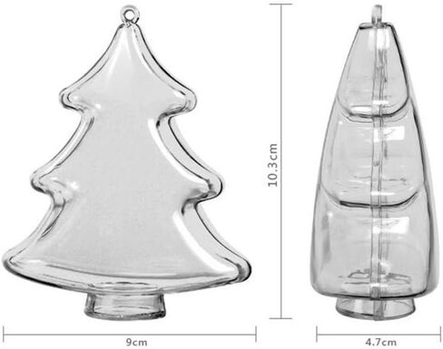 BESTOYARD 10PCS 10cm DIY Clear Plastic Fillable Christmas Tree Shaped Ball Craft Ornament Hang Decorations in Saudi Arabia