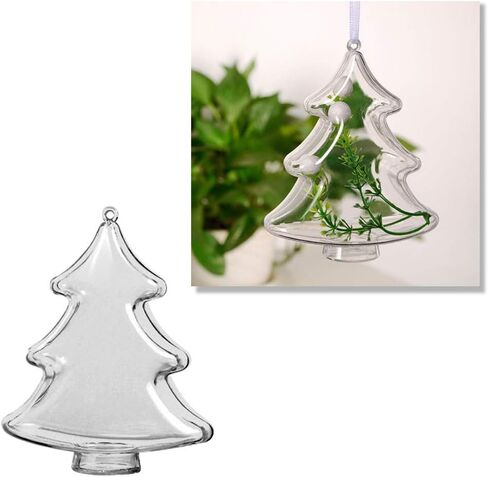 BESTOYARD 10PCS 10cm DIY Clear Plastic Fillable Christmas Tree Shaped Ball Craft Ornament Hang Decorations in Saudi Arabia
