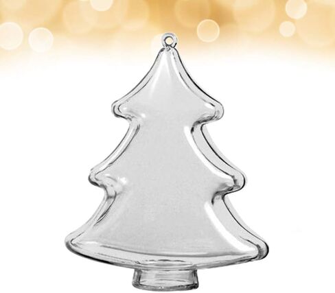 BESTOYARD 10PCS 10cm DIY Clear Plastic Fillable Christmas Tree Shaped Ball Craft Ornament Hang Decorations in Saudi Arabia
