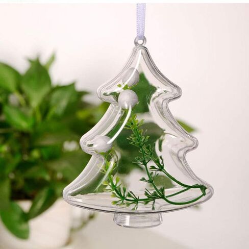 BESTOYARD 10PCS 10cm DIY Clear Plastic Fillable Christmas Tree Shaped Ball Craft Ornament Hang Decorations in Saudi Arabia
