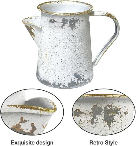 Vintage Metal Milk Jug Vase Rustic Vase Flower Vase Farmhouse Vase Small Vases for Flowers Vintage Decorative Pitcher Vase Decorations Flower Vases for Centerpieces in Saudi Arabia