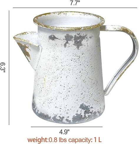 Vintage Metal Milk Jug Vase Rustic Vase Flower Vase Farmhouse Vase Small Vases for Flowers Vintage Decorative Pitcher Vase Decorations Flower Vases for Centerpieces in Saudi Arabia