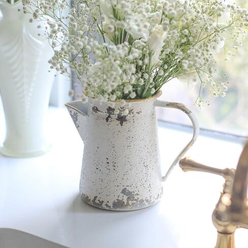 Vintage Metal Milk Jug Vase Rustic Vase Flower Vase Farmhouse Vase Small Vases for Flowers Vintage Decorative Pitcher Vase Decorations Flower Vases for Centerpieces in Saudi Arabia