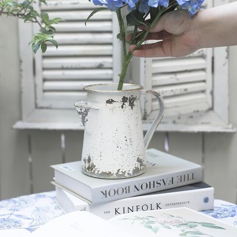 Vintage Metal Milk Jug Vase Rustic Vase Flower Vase Farmhouse Vase Small Vases for Flowers Vintage Decorative Pitcher Vase Decorations Flower Vases for Centerpieces in Saudi Arabia