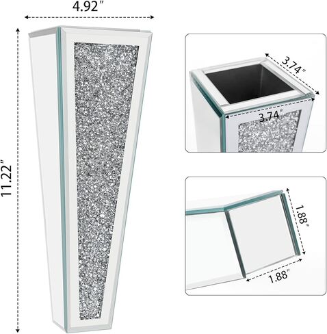 مجموعة مزهرية للزهور مكونة من قطعتين، مزهرية فضية معلقة على الحائط من الكريستال الماسي لديكور الحائط والزهور والنباتات، ديكور منزلي فاخر لتزيين الحائط وغرفة المعيشة وغرفة النوم وغرفة الطعام in Kuwait
