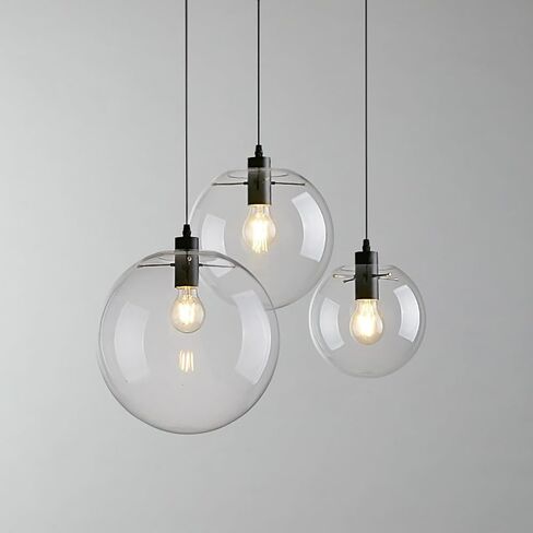 AUPINE Modern Simple Transparent Ball Glass Chandelier E26 9.8IN Glass Pendant Light Chandelier for Living Room Lighting in Saudi Arabia