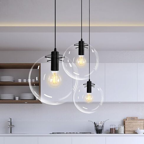 AUPINE Modern Simple Transparent Ball Glass Chandelier E26 9.8IN Glass Pendant Light Chandelier for Living Room Lighting in Saudi Arabia