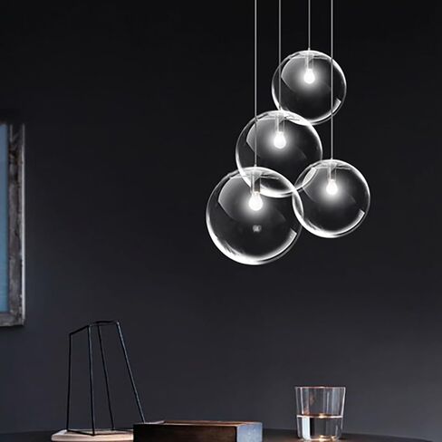 AUPINE Modern Simple Transparent Ball Glass Chandelier E26 9.8IN Glass Pendant Light Chandelier for Living Room Lighting in Saudi Arabia