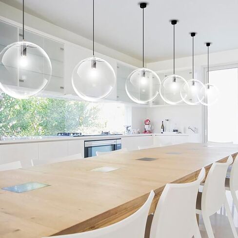 AUPINE Modern Simple Transparent Ball Glass Chandelier E26 9.8IN Glass Pendant Light Chandelier for Living Room Lighting in Saudi Arabia