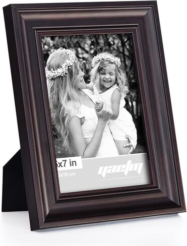 إطار صور Yaetm مقاس 8 × 10 مطفي إلى 5 × 7 مجموعة من 4 قوالب عريضة مقاس 1.4 بوصة وإطارات صور بنية داكنة مع زجاج مقسى عالي الدقة، وعرض على سطح الطاولة والتركيب على الحائط (4 عبوات، بني) in Kuwait