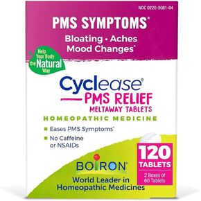 Boiron Cyclease PMS Relief Tablets for Symptoms from PMS of Bloating, Aches, Mood Swings, and Irritability - 60 Count