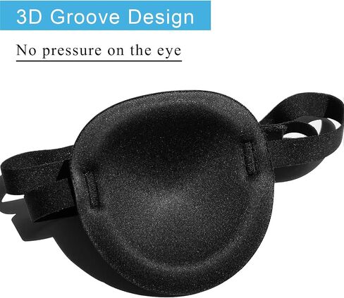 THSIREE 2PCS Eye Patch, Adjustable, Medical Eye Patch, Amblyopia Lazy Eye Patches for Left or Right Eyes, Black in Kuwait