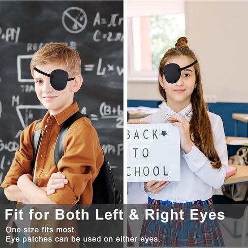THSIREE 2PCS Eye Patch, Adjustable, Medical Eye Patch, Amblyopia Lazy Eye Patches for Left or Right Eyes, Black in Kuwait