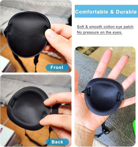 THSIREE 2PCS Eye Patch, Adjustable, Medical Eye Patch, Amblyopia Lazy Eye Patches for Left or Right Eyes, Black in Kuwait