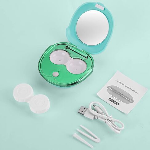 AMESEDAK Ultrasonic Contact Lens Cleaner Case, Effective Automatic Contact Cleaning Machine with USB Charging, Lightweight & Portable (Green) in Kuwait