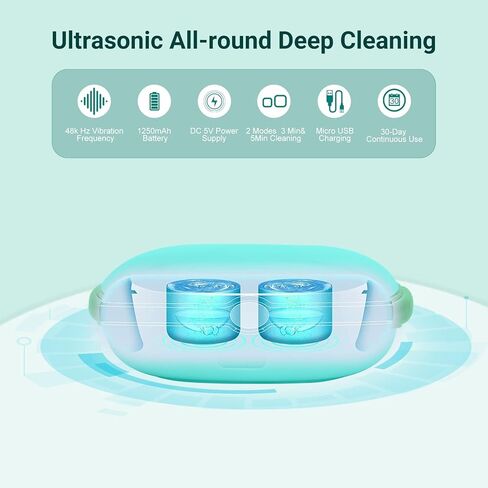 AMESEDAK Ultrasonic Contact Lens Cleaner Case, Effective Automatic Contact Cleaning Machine with USB Charging, Lightweight & Portable (Green) in Kuwait