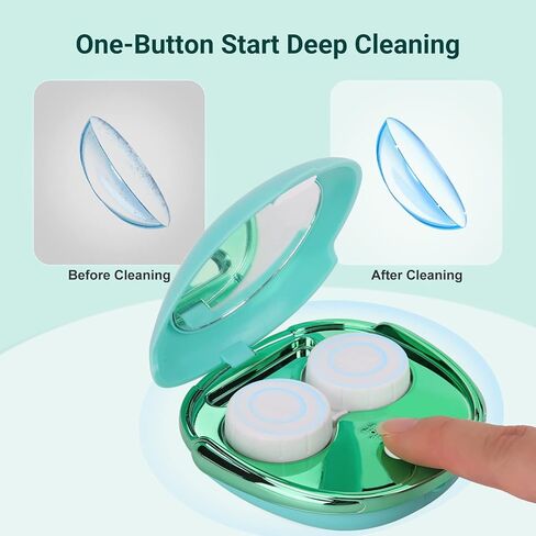 AMESEDAK Ultrasonic Contact Lens Cleaner Case, Effective Automatic Contact Cleaning Machine with USB Charging, Lightweight & Portable (Green) in Kuwait