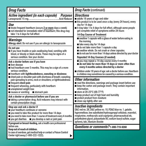 Amazon Basic Care Lansoprazole Delayed Release Capsules, 15 mg, Proton Pump Inhibitor, Treats Frequent Heartburn, 24 Hour Heartburn Medicine, 42 Count in Saudi Arabia