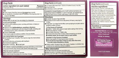 Rite Aid Acid Reducer Omeprazole Delayed Release Tablets - 20 mg, 3 Bottles, 14 Count Each (42 Count Total) - Heartburn Relief - Heartburn Medicine - Treats Frequent Heartburn in Saudi Arabia