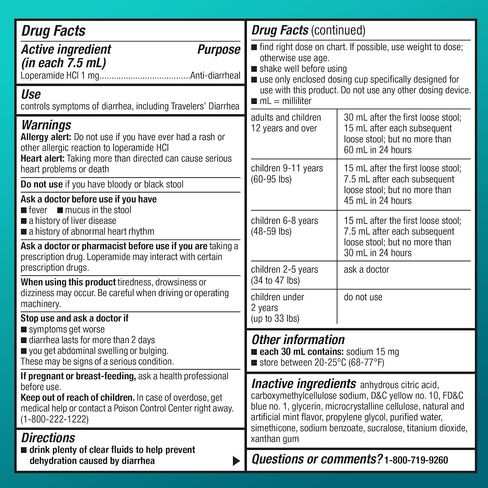 Amazon Basic Care Loperamide Hydrochloride Oral Solution, 1 mg per 7.5 ml, Anti-Diarrheal Medicine, Anti-Diarrhea Medicine for Kids and Adults 12 Years and Over, Mint, 8 fl oz (Pack of 4) in Saudi Arabia