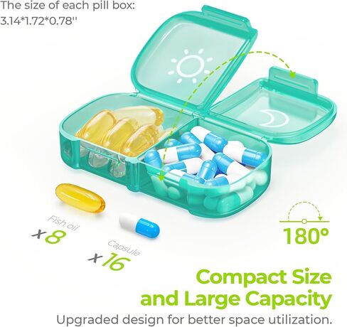 AUVON Weekly Pill Organizer 2 Times a Day, One-Side Large Opening, Easy‑Use | XL AM PM Pill Case, Travel Pill Box 7 Day, Medication Organizer for Medications, Vitamins, Fish Oils, Supplements, Pink in Saudi Arabia