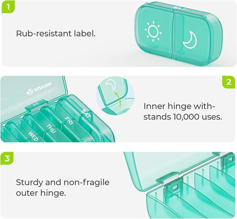 AUVON Weekly Pill Organizer 2 Times a Day, One-Side Large Opening, Easy‑Use | XL AM PM Pill Case, Travel Pill Box 7 Day, Medication Organizer for Medications, Vitamins, Fish Oils, Supplements, Pink in Saudi Arabia