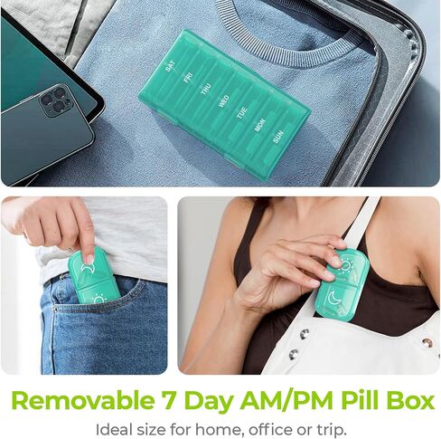 AUVON Weekly Pill Organizer 2 Times a Day, One-Side Large Opening, Easy‑Use | XL AM PM Pill Case, Travel Pill Box 7 Day, Medication Organizer for Medications, Vitamins, Fish Oils, Supplements, Pink in Saudi Arabia