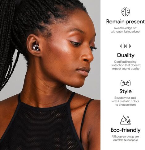 Loop Experience Ear Plugs for Concerts – High Fidelity Hearing Protection for Noise Reduction, Motorcycles, Work & Noise Sensitivity – 8 Ear Tips in XS, S, M, L – 18dB Noise Cancelling - Black in Kuwait