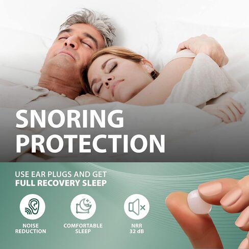 PQ Wax Ear Plugs for Sleep - 15 Silicone Gel Ear Plugs with Sound Blocking Level of 32 Db for Sleeping and Swimming, Noise Cancelling, Ear Protection (15-Pillows) in Saudi Arabia