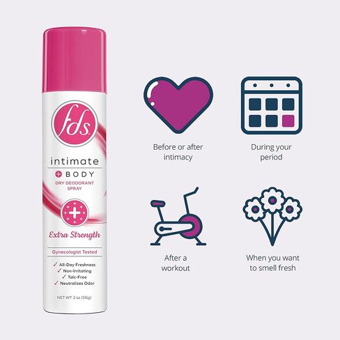FDS Intimate Deodorant Spray، بودرة الأطفال، 2 أونصة (عبوة من 3)، رذاذ أنثوي للانتعاش طوال اليوم وحماية الرائحة؛ درجة حموضة متوازنة، خالية من التلك، تم اختبارها من قبل أطباء النساء in Kuwait