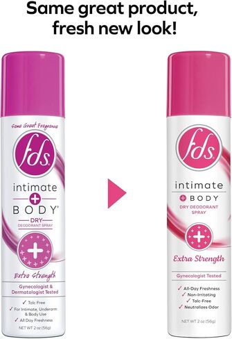 FDS Intimate Deodorant Spray، بودرة الأطفال، 2 أونصة (عبوة من 3)، رذاذ أنثوي للانتعاش طوال اليوم وحماية الرائحة؛ درجة حموضة متوازنة، خالية من التلك، تم اختبارها من قبل أطباء النساء in Kuwait
