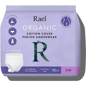 Rael Disposable Underwear for Women, Organic Cotton Cover - Incontinence Pads, Postpartum Essentials, Disposable Underwear, Unscented, Maximum Coverage (Size L-XL, 8 Count)