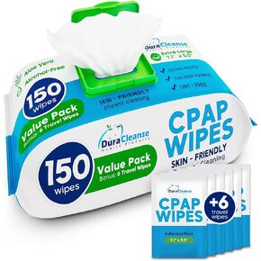 Sleep Mask Wipes - 50 Count Travel Wipes - DuraCleanse Extra Large, Extra Moist Cleaning Wipes for Full Face, Nasal Masks - Unscented Cleaner for Sleep Machine, Supplies and Accessories