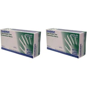 Adenna GLD266 Gold 6 mil Powder-Free Latex Gloves, Medical Grade, White, Large, Box of 100